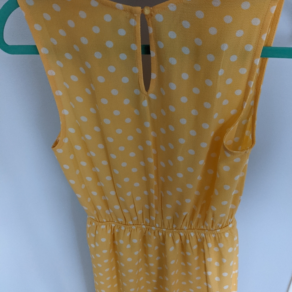 MONTEAU - Yellow Polka Dot Wrap-Style Mini Dress – Size S - Picture 7 of 7